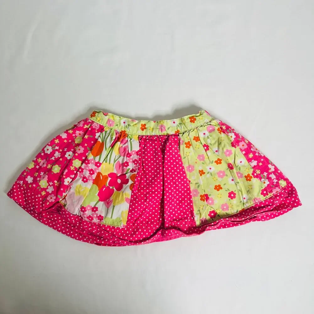 Gymboree Spring Floral Patchwork Color Block Skirt Sz 2T